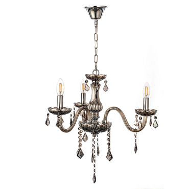 Inlight 3φωτος Πολυέλαιος Γυάλινος Φιμέ με Κρύσταλλα E14 Φ55cm 5314-3